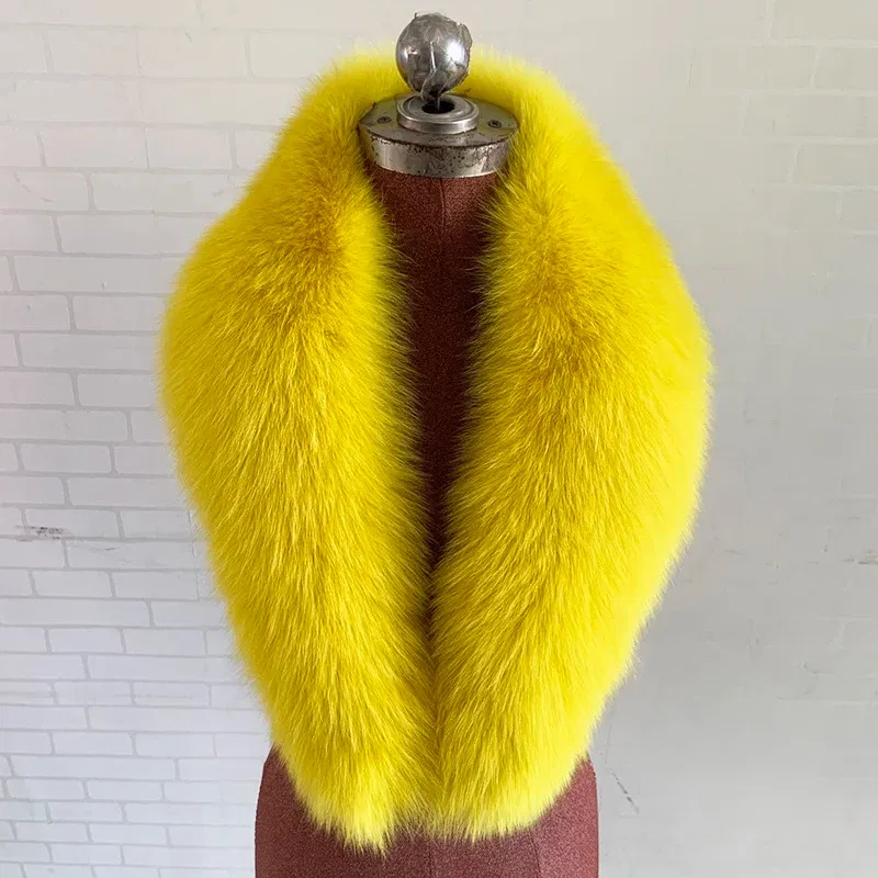 Color: Dark Grey, Size: XXL - 100% Natural Real Fox Fur Collar For Women Men Coat Jacket Fur Scarf Winter Extra Large Size Neck Warmer Fur Scarf Shawls Wraps