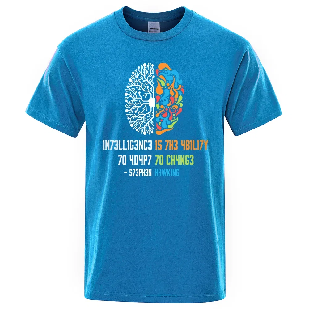 Color: GRAY, Size: XXXL - Intelligence Is The Ability To Adapt To Change Tops Men Women Shirt Loose Clothing Loose Cotton Oversize Tshirt Hip Hop Tops