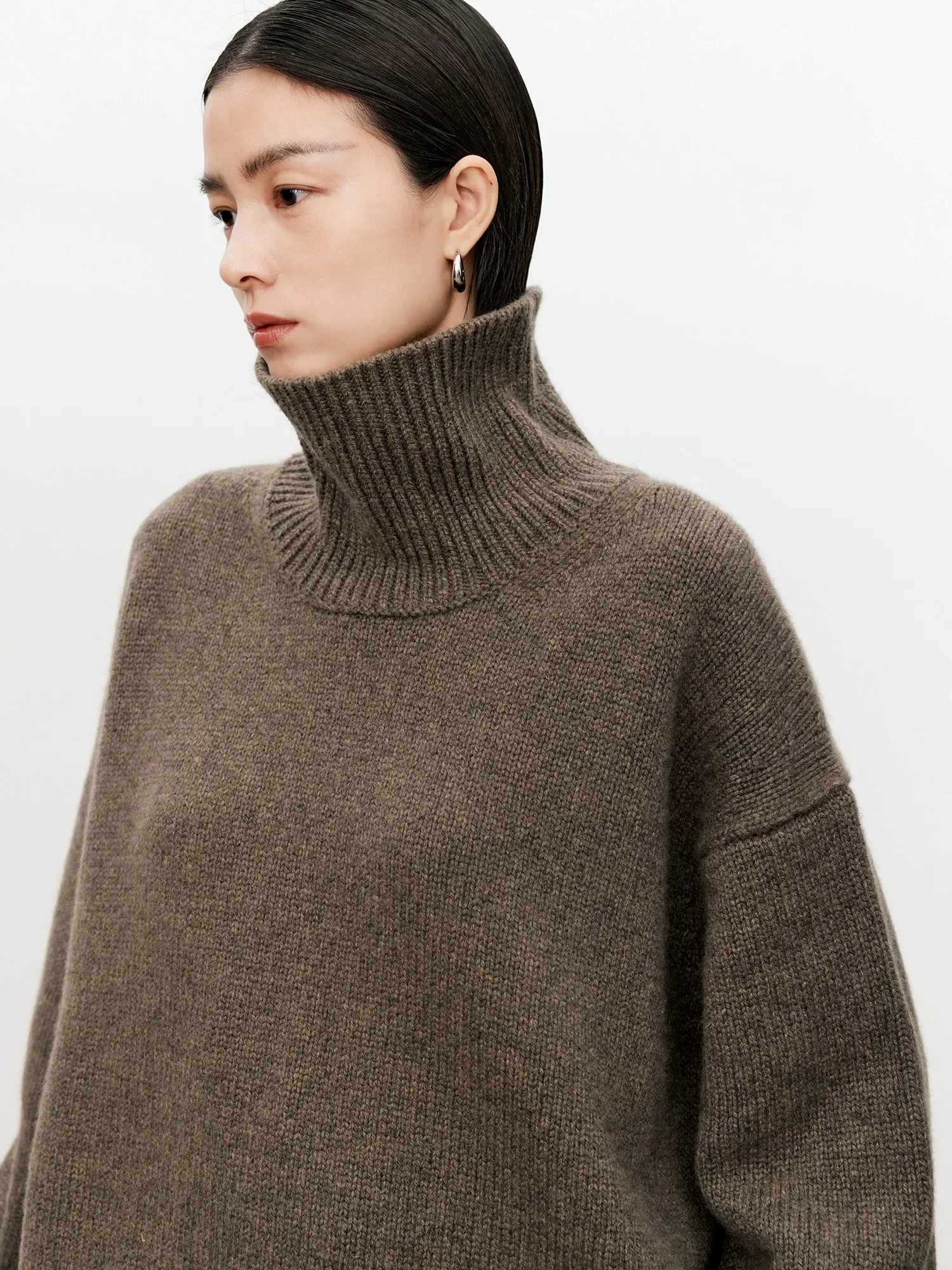 Color: SKY BLUE, Size: M, Ships From: CHINA - Turtleneck pure cashmere sweater female loose and thick languid lazy wind pullover sweater knitting base WOOL sweater