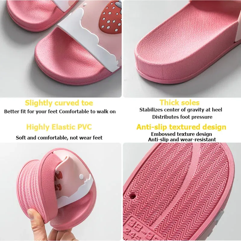 Color: SKY BLUE, Shoe Size: 5 - New Shoes for Women PVC Slippers Fashions Cartoon Fruit Sandals Flip Flops Summer Casual Beach Home Bath Thick Non-Slip Slippe