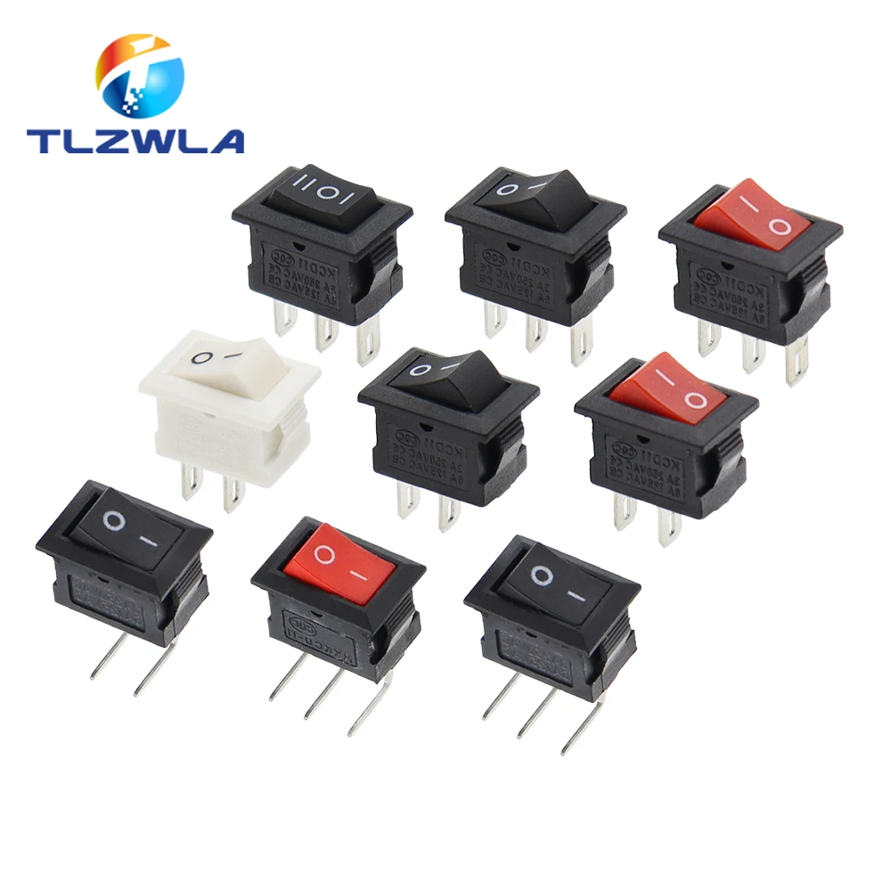 Color: WHITE, Size: 3XL - 5/10PCS KCD11 Rocker Switch 10*15mm Mini Push Button Switch ON-OFF / ON-OFF-ON 2 Pins / 3 Pins 3A 250VAC / 6A 125VAC 10x15mm