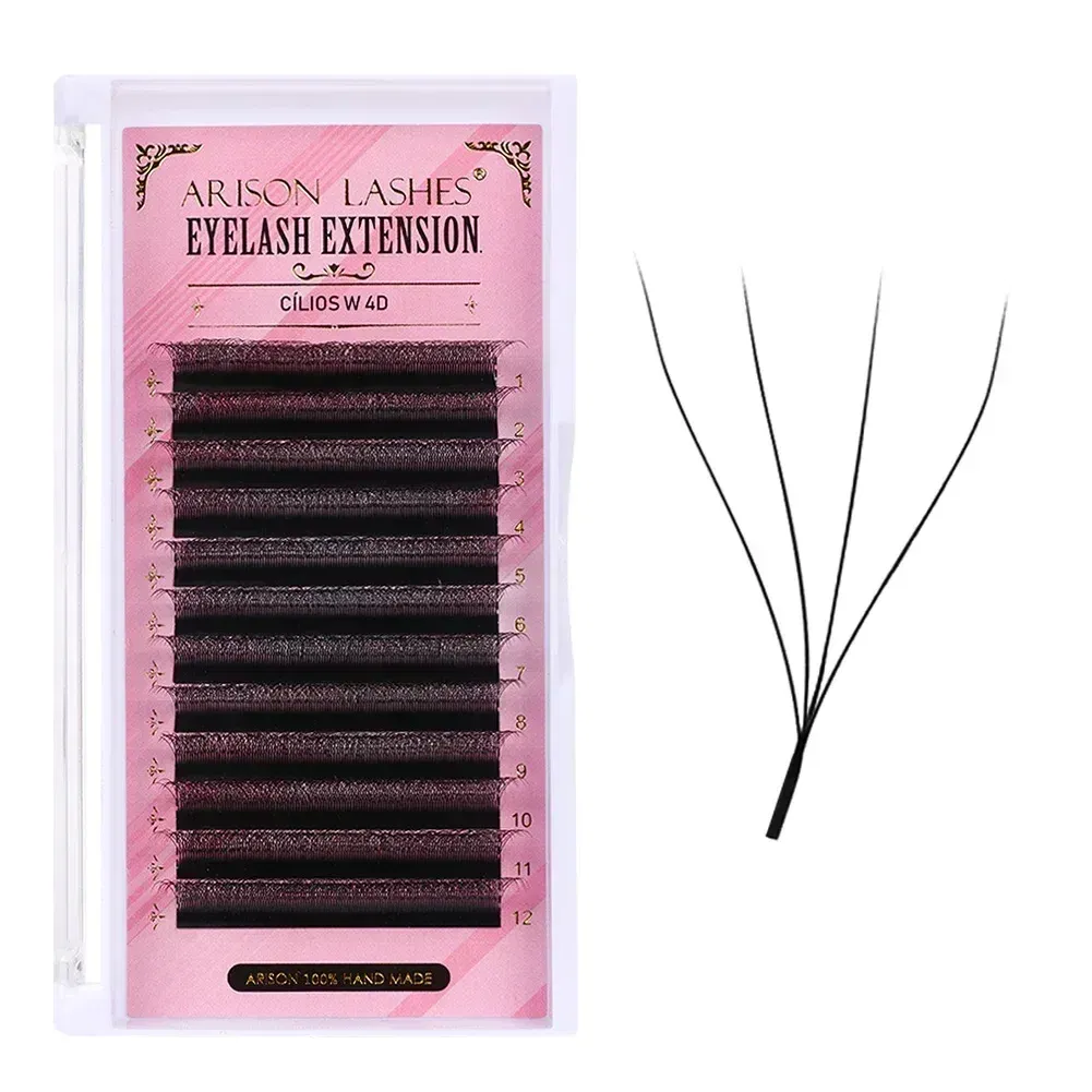 Color: Brushed Brass, Curl: C, Thickness: 0.07mm, Length: 10mm - ARISON LASHES W Shape 3/4/5/6D Eyelashes Extension Premade Volume Fans YY-shape Lashes Faux Mink Soft Easy Faning Natural Lashes