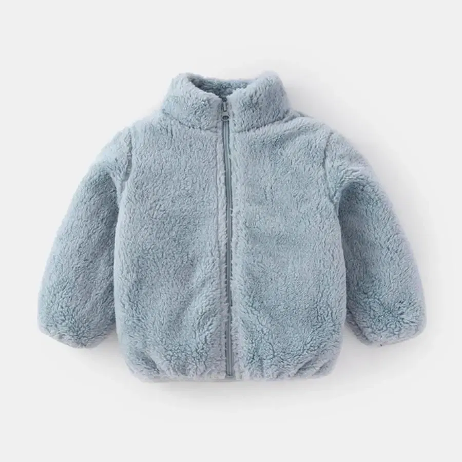 Color: Brown, Kid Size: 18M - Solid Color Fashion Children Plush Coat Autumn Winter Warm Baby Girl Boy Casual Jacket Greatcoat Kids Clothing Toddler Outerwear