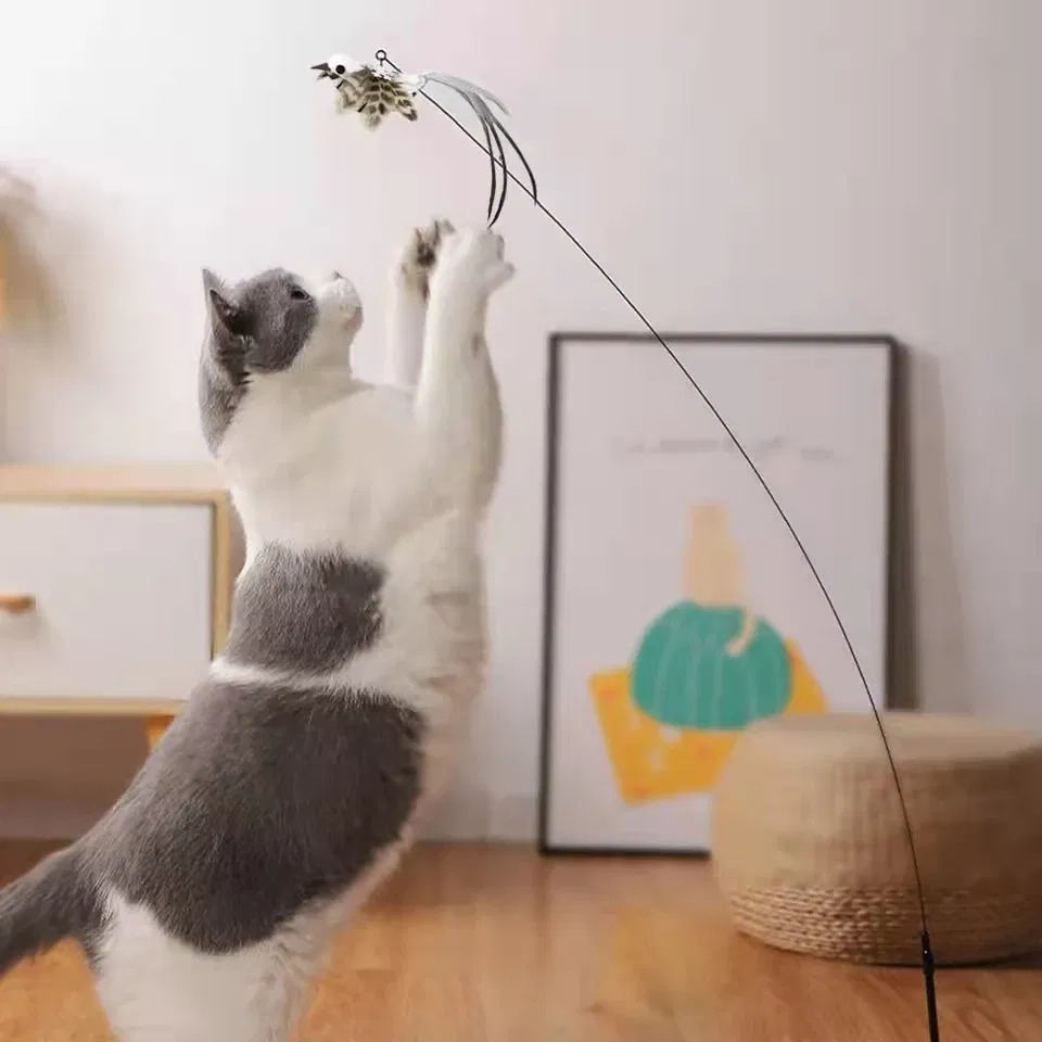 Color: Violet, Ships From: CHINA - Simulation Bird Interactive Funny Cat Stick Toy Furry Feather Bird With Bell Sucker Cat Stick Toy Kitten Playing Pet Accessories