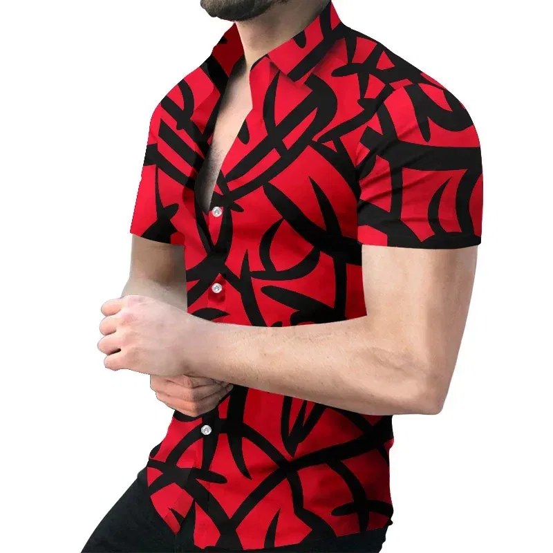 Color: black, Size: L - 3D Men's Striped Printed Short Sleeve Shirt, Fashionable And Casual Loose Shirt, 2023 New Style.