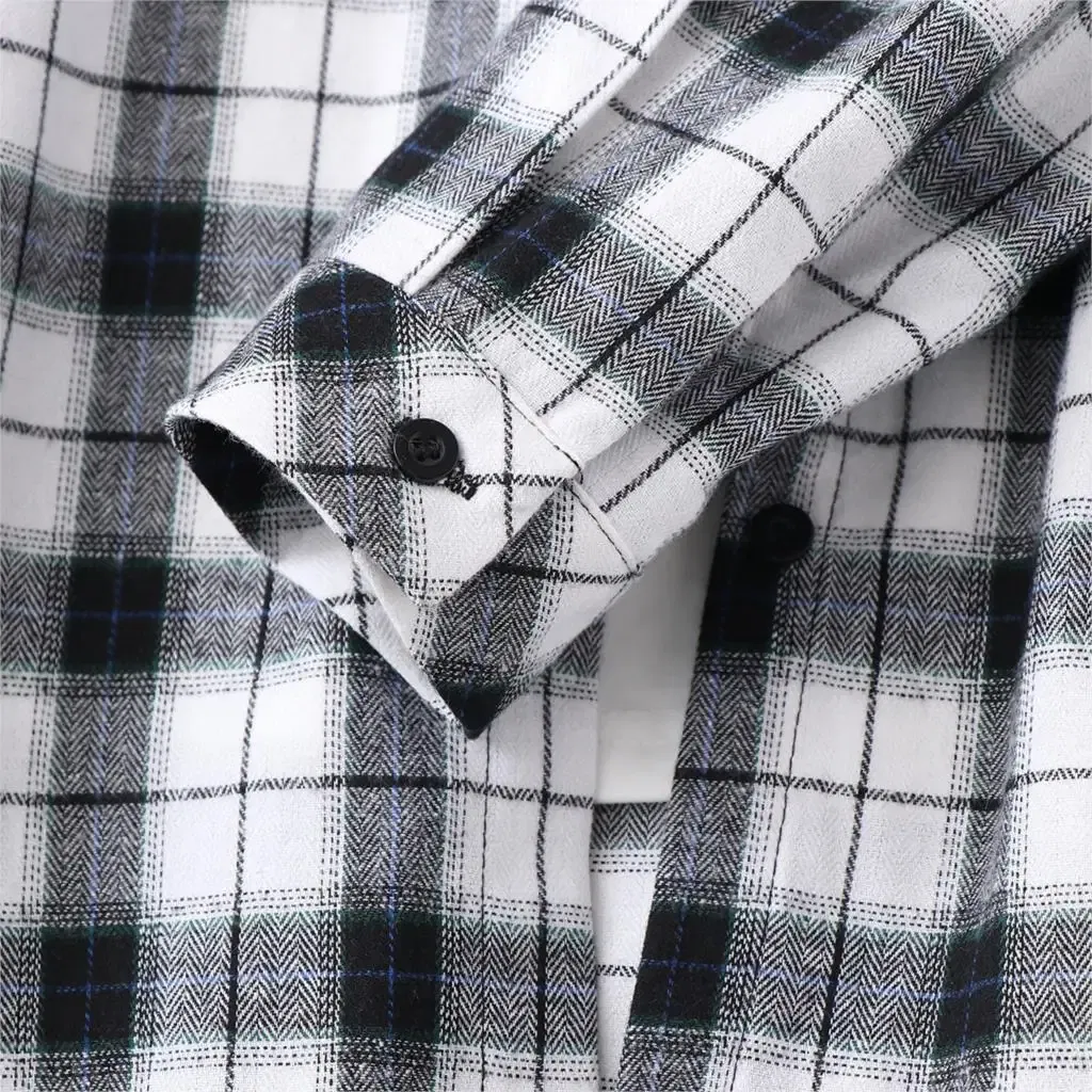 Color: Lavender, Size: M - Fresh Flannel Plaid Shirt Women 2025 New Female Blouses and Tops Cotton Loose Long Sleeve Casual Shirts Fine Women's Clothes