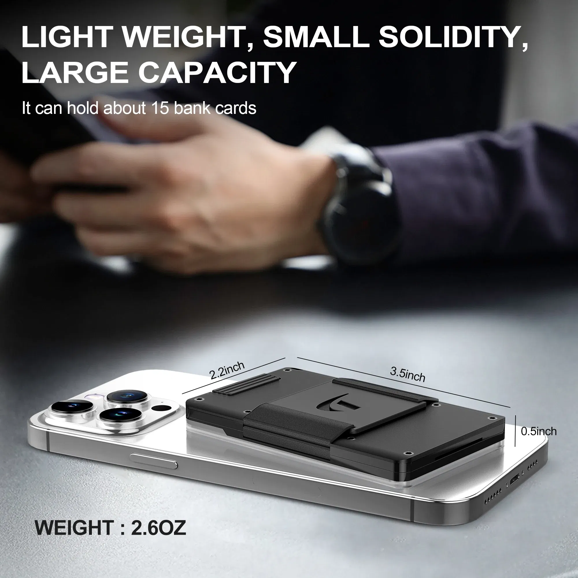 Color: GRAY, Ships From: CHINA - Minimalist Wallet For Men - Aluminum Slim Stretchable Belt Draw-Out Metal Wallet  , Holds up 15 Cards with Cash Strap,Card holde