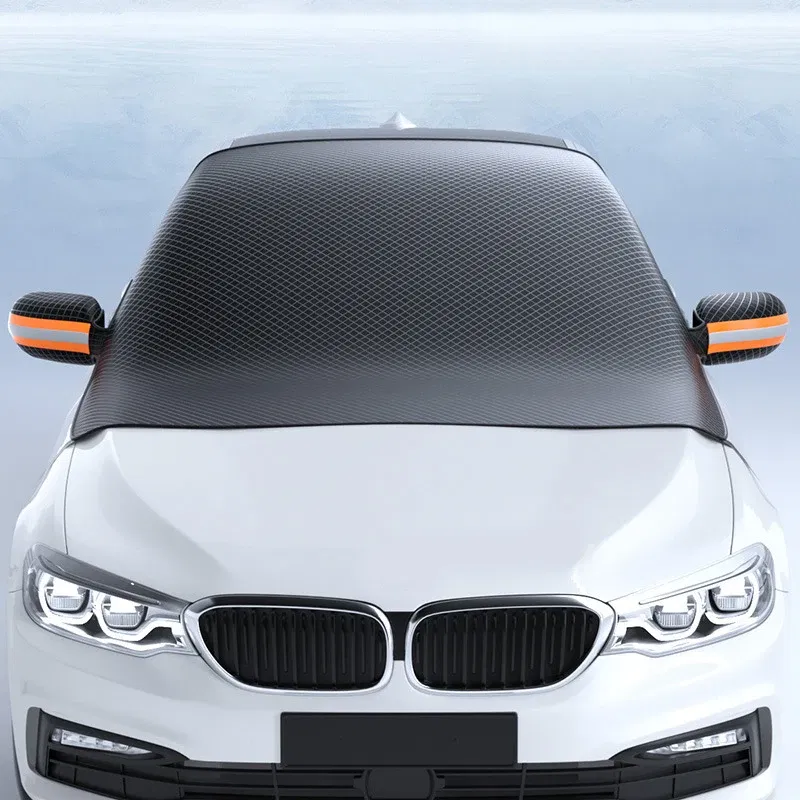 Color Name: WHITE - Magnetic Car Snow Cover Car Front Windscreen Cover Exterior Sunshade Snow Protection Snow Shield Half-Cover Windshield Cover