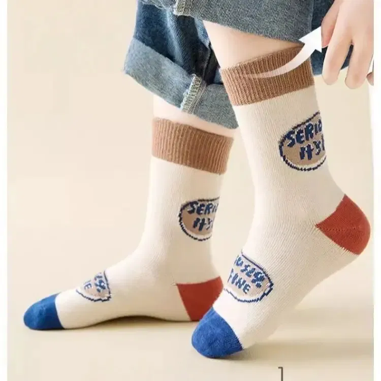Color: Blue, Size: 7-9T - Autumn Children's Socks Little Big Boys Cotton Socks Baby Cartoon Pattern Medium Sock 5 Pairs/bag