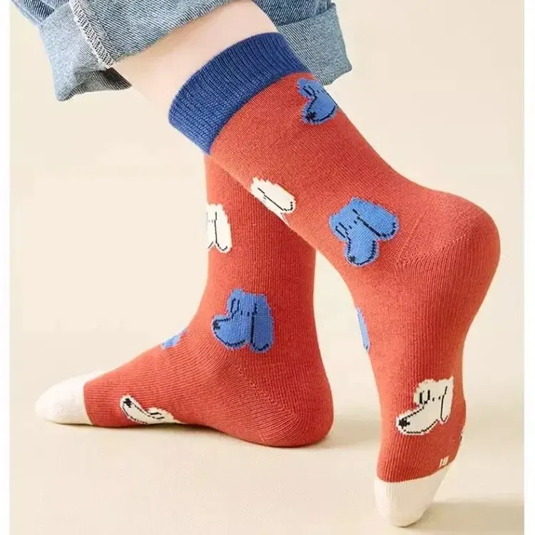 Color: Blue, Size: 7-9T - Autumn Children's Socks Little Big Boys Cotton Socks Baby Cartoon Pattern Medium Sock 5 Pairs/bag