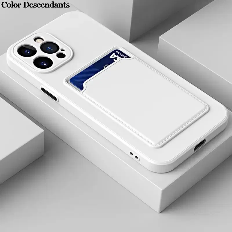 Color: Ivory, Material: tpu - Card Holder Wallet Case For Samsung Galaxy A32 A53 A33 A13 A52 5G Case on A72 A22 A12 A51 A71 Shockproof Liquid Silicone Cover