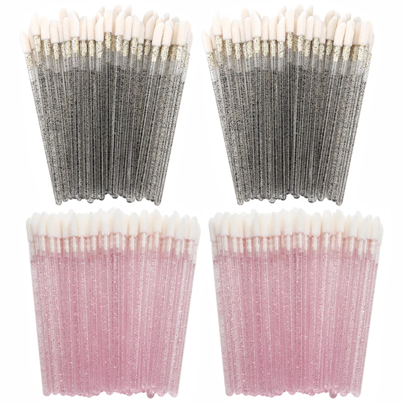 Handle Color: PURPLE - 100/300PCS Disposable Lip Brush Makeup Brushes Lipstick Applicator Wands Wholesale Eyelashes Extension Tool Beauty Accessories