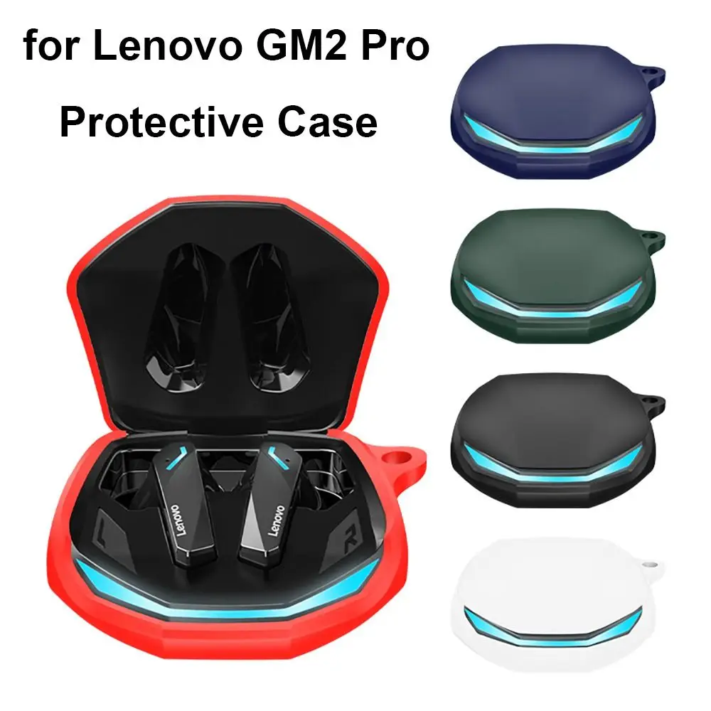 Color: Khaki - Soft Silicone Earphone Storage Box Shockproof Dustproof Wireless With Hook and Loop Headphone Case For Lenovo GM2PRO