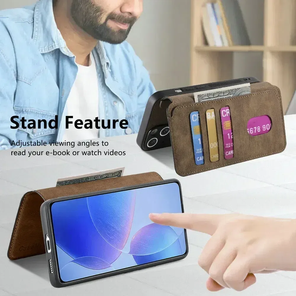 Color: Pink, Material: CANVAS - For Poco F8 Ultra F7 X7 X6 M6 M7 Pro 5G Luxury Case RFID Leather 2IN1 Detachable Book Funda Xiaomi Poco F6 X5 X 6 F 8 Flip Cover