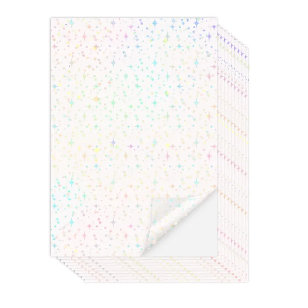 Color: Red - 10 Sheets Cold Laminating Film Paper A4 Sheet Self Adhesive Sticker Protect Photo Waterproof Transparent Star Lamination Film