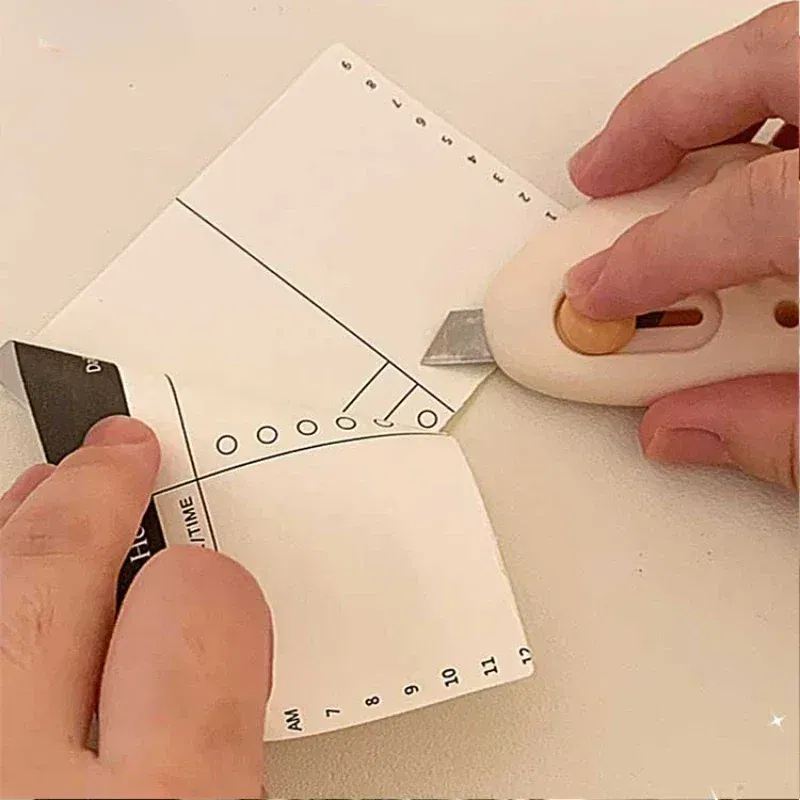 Color: PURPLE - 1PC Premium Cartoon Triangle Mini Art Knife Letter Opener with Cutting Blade for Office Stationery