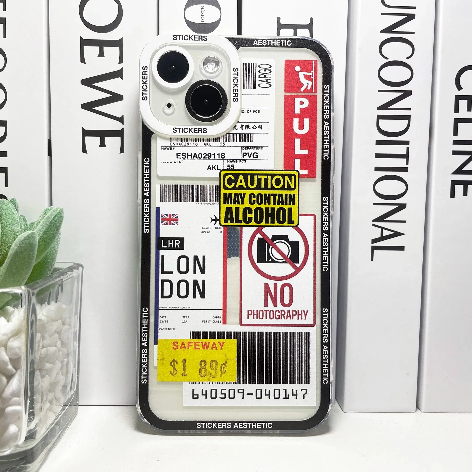 Color: Gold, Material: Vinyl - Mix Labels Collage Stickers Aesthetic Phone Case For Samsung Galaxy S10 S20 S21 S22 S23 S24 FE Plus Ultra Note 20