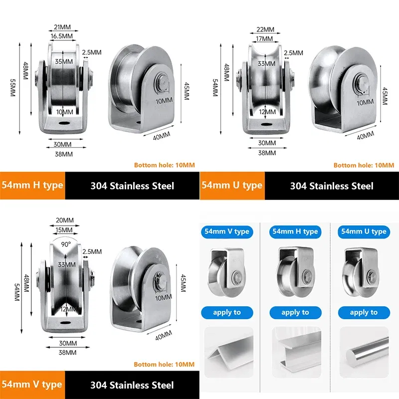 Ships From: CHINA, Type: Triple-Wheel - Wheel Pulley 304 Stainless Steel Heavy Duty Track Wheel Rigid Caster Sliding Gate Roller Wheel Detachable Duplex Bearing
