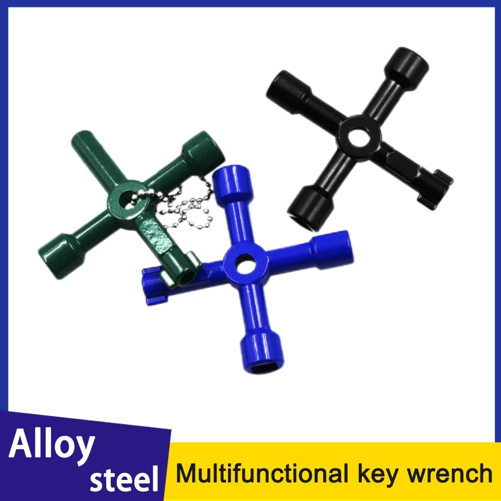 Color: Yellow - Electric Cabinet Car Elevator Cross Key Wrench Water Meter Valve Key Internal Triangle Wrench Multi-purpose Tool Portable
