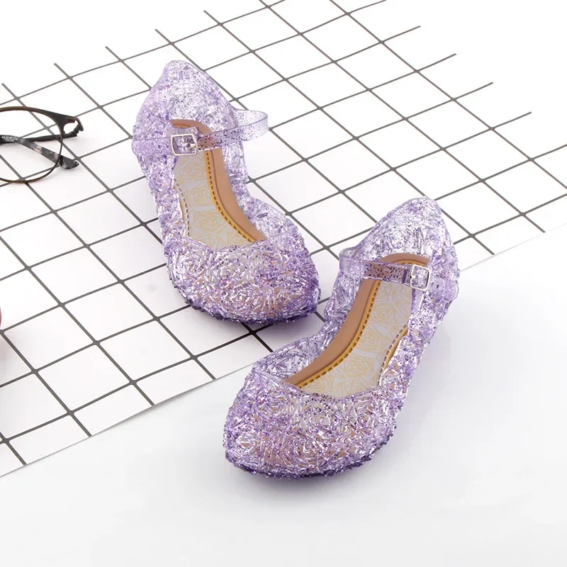 Color: army green, Shoe Size: 5 - Elsa Princess Crystal Shoes for Girls 2024 New Fashion Kids Birthday Casual Sandals Shoes Baby Wedding Party Shoes