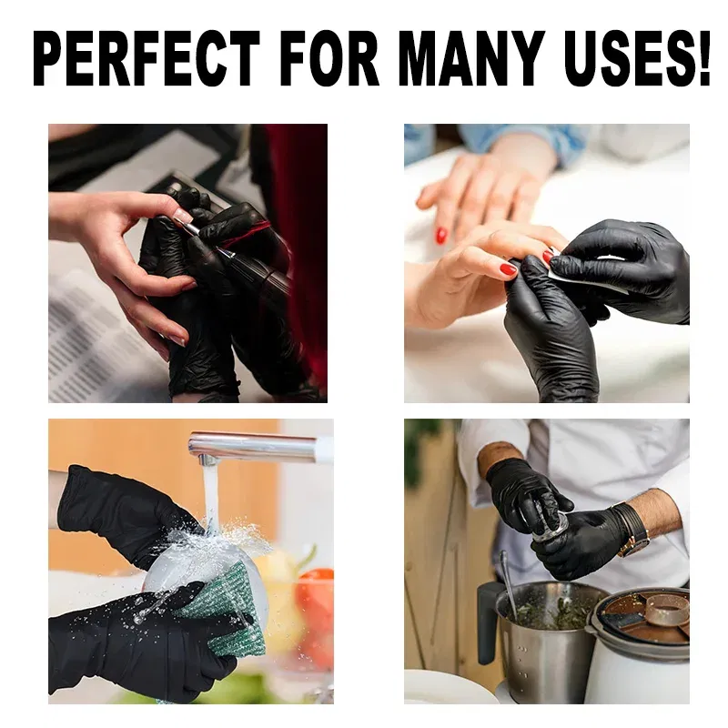 Color: Yellow, Size: L - 20/50/100PCS Disposable Black Nitrile Gloves for Household Use Latex Free Powder Free Cleaning Gloves Tattoo  Hairdressing Tools