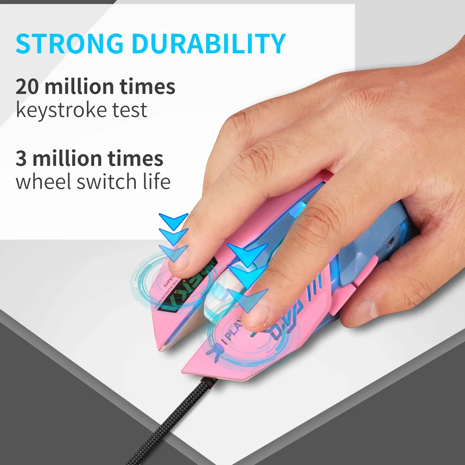 Color: black - 2400DPI Gaming Mouse Color Backlit Silent Mouse USB Wired Gaming Mouse Pink Computer Professional for Lol Data Laptop