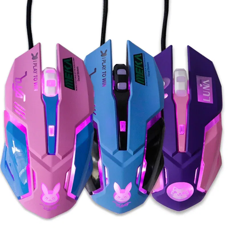 Color: black - 2400DPI Gaming Mouse Color Backlit Silent Mouse USB Wired Gaming Mouse Pink Computer Professional for Lol Data Laptop