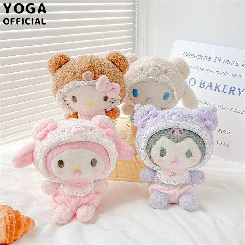 Color: Brown - Kawaii Sanrio Hello Kitty My Melody Cinnamoroll 15Cm Plush Doll Pendant Baby Series Keychain Bag Pendant 20Cm Doll Birthday Gift
