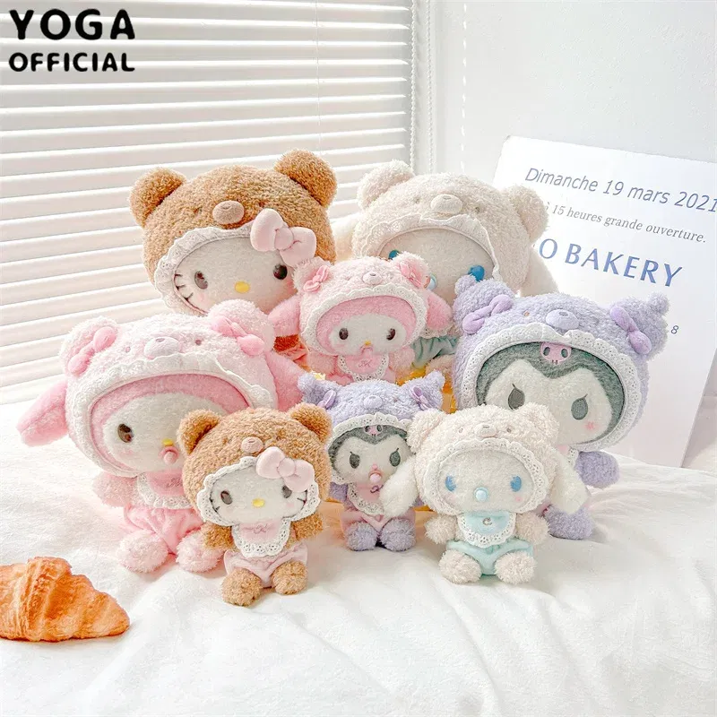 Color: Brown - Kawaii Sanrio Hello Kitty My Melody Cinnamoroll 15Cm Plush Doll Pendant Baby Series Keychain Bag Pendant 20Cm Doll Birthday Gift