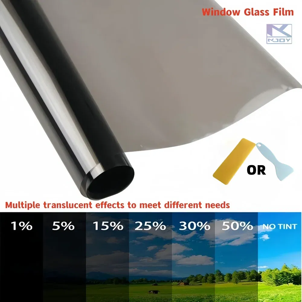 Size: 35*220cm - 3Mx50CM VLT Black Car Window Foils Tinting Film Home Window Glass Solar UV Protector Sticker Films Pearl Cotton Stick Box PAC