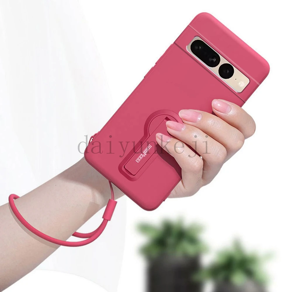 Color: SKY BLUE, Material: Denim - Phone Case For Google Pixel 7 8 6 5 9 Pro XL Pixel 7A 6A 5A 8A 9A Soft Cover Silicone Case with Holder Stand Bracket Lanyard