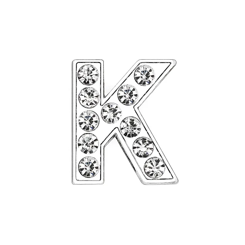 Color: Gold - Rhinestone Slide Charms Letters For Jewelry Making Women Bracelet 8mm Alphabet A-Z Pet Collar Necklace DIY Accessories Gift