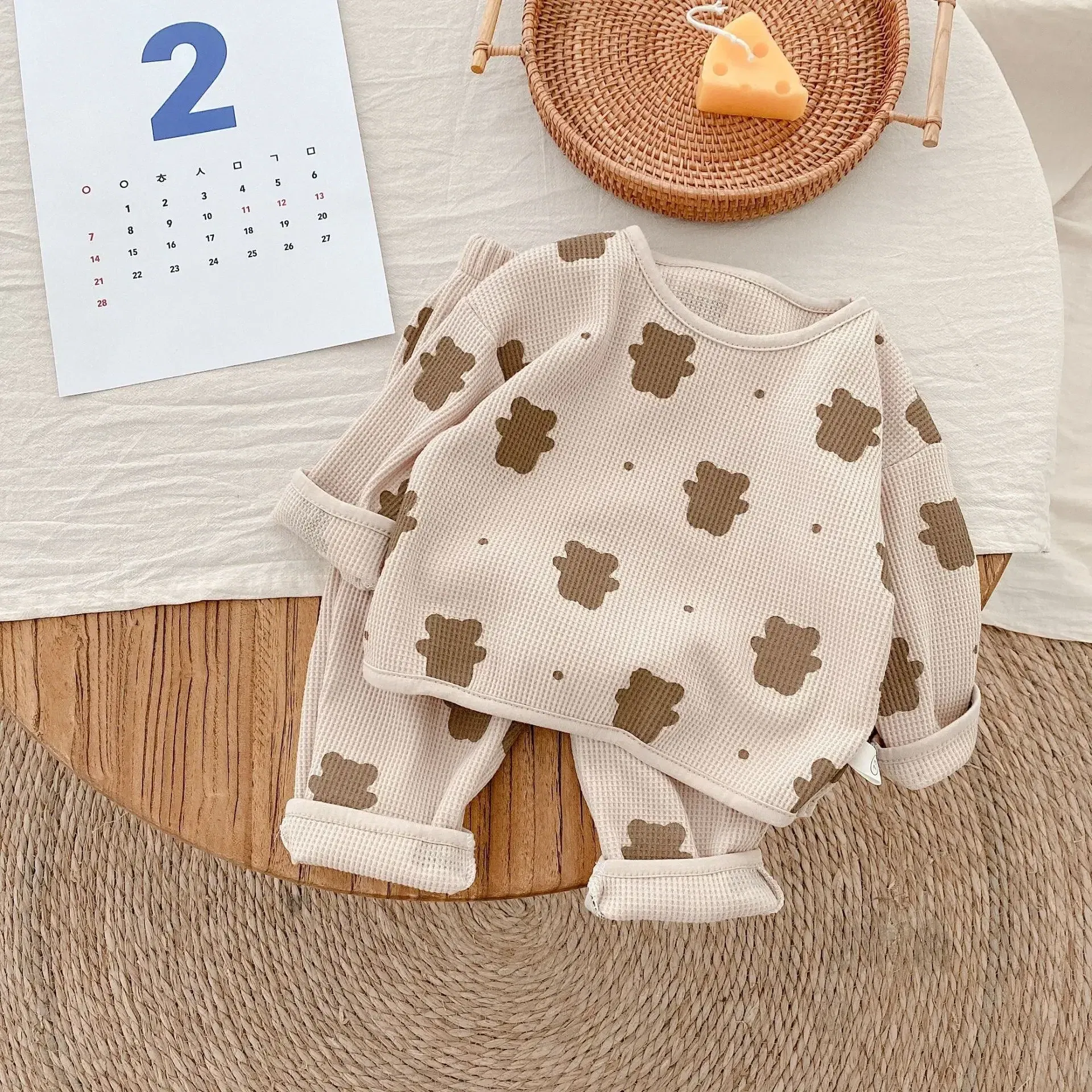 Color: Khaki, Kid Size: 18M, Ships From: CHINA - Baby Fall Clothes Girl Boy Cotton Long Sleeve Sweater and Pant Set Toddler Casual Cartoon Bear Pullover Top SweatPant Tracksuit
