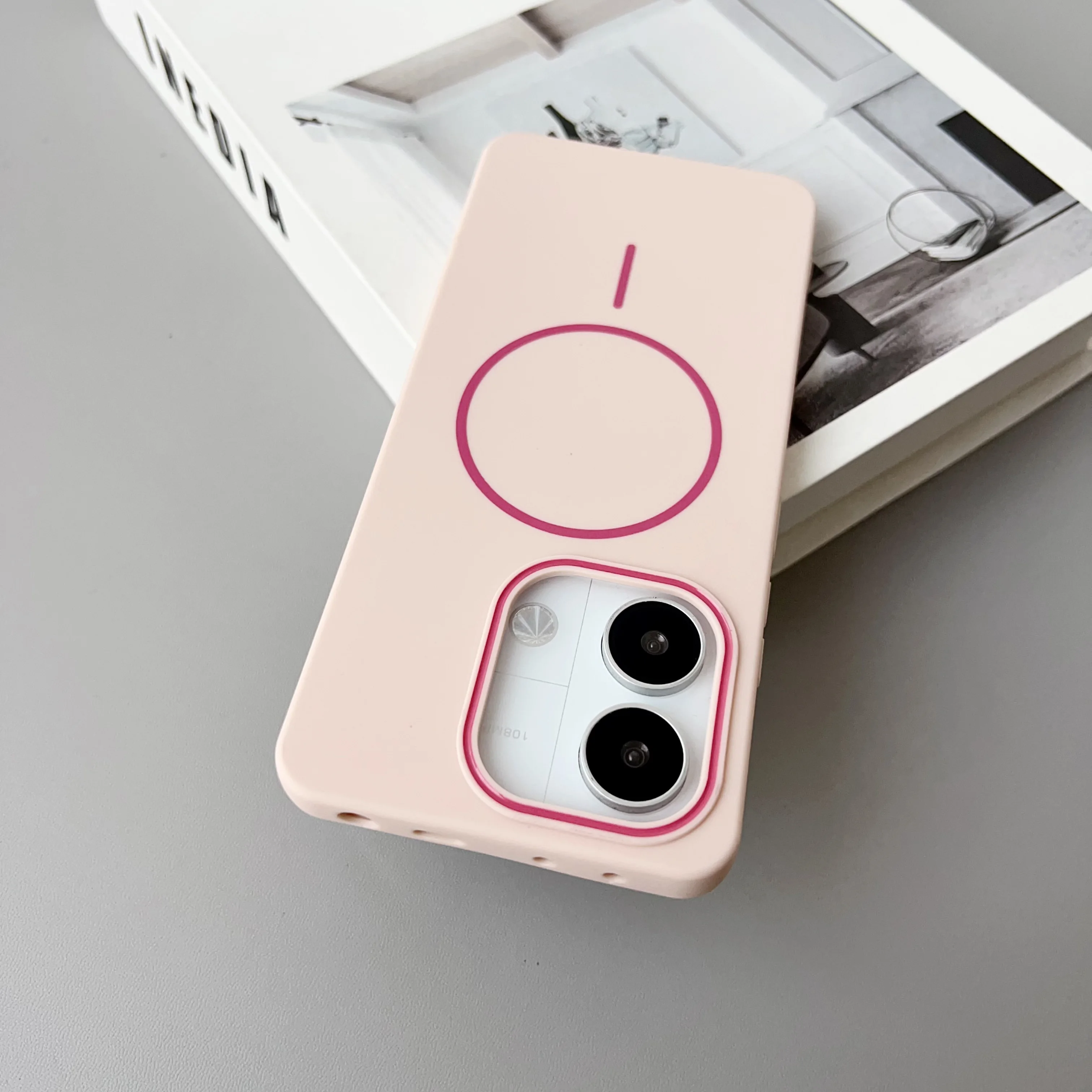 Color: black, Compatibility by Model: Redmi Note 13 Pro 4G - NEW  For Redmi Note 14 13 Pro A4 A5 4G 5G skin sensitive original thin circle magnetic solid color phone protective case