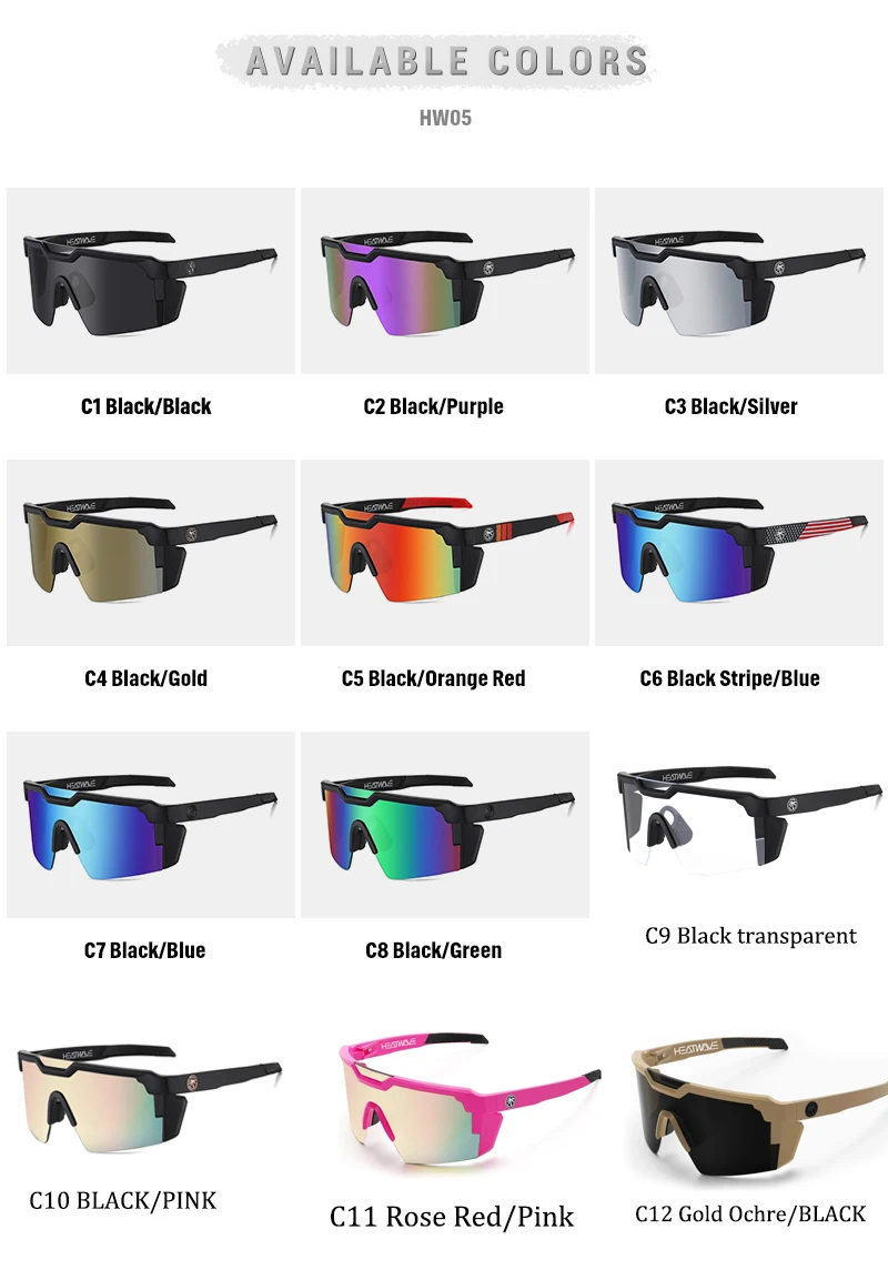 Lenses Color: GRAY, Frame Color: BROWN - NEW High quality luxury Heat Wave brand sunglasses square Conjoined lens cycling Women men sun glasses UV400