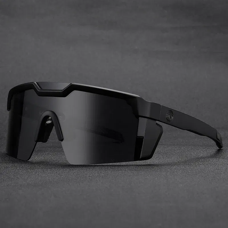 Lenses Color: GRAY, Frame Color: BROWN - NEW High quality luxury Heat Wave brand sunglasses square Conjoined lens cycling Women men sun glasses UV400