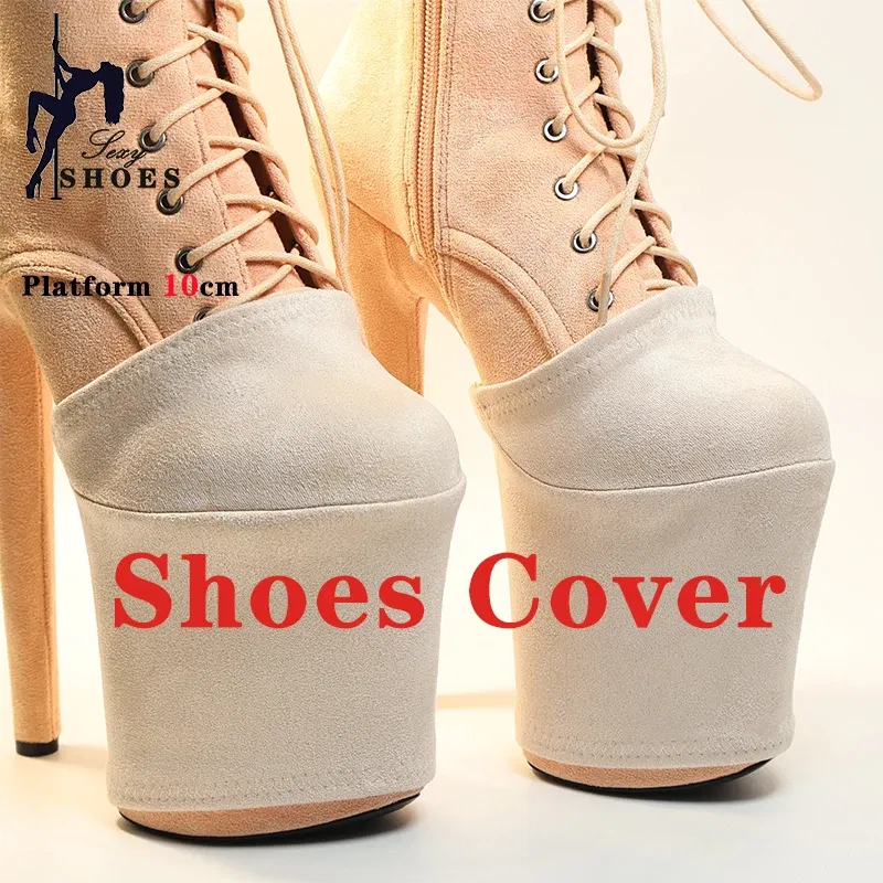 Color: Gold, Size: L - Suede Shoes Cover Steel Pole Dance Training Specific Protective Cover 10CM Platform Anti Slip Wear-resistant Boots Protective