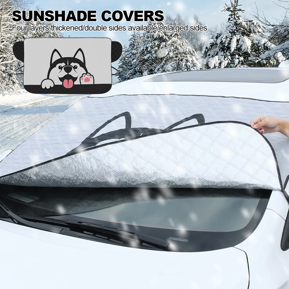 Color: Dark Grey - Car Windshield Heat-insulating Cover Auto Front Window Frost Blanket Snow Cover For Suv Trucks Winter Car Accessories