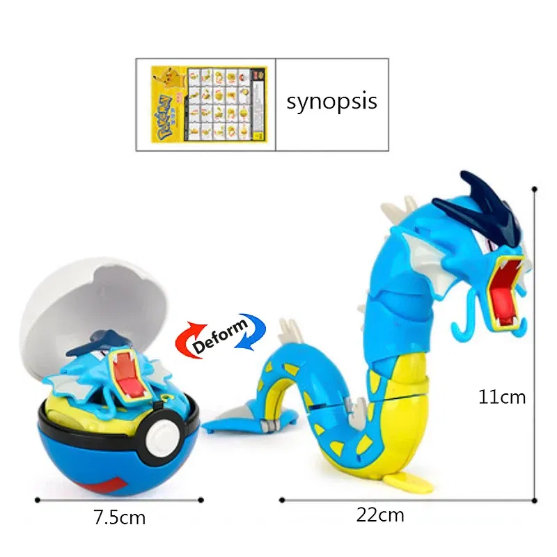 Color: WHITE - High Quality Pokemon Ball Deformation Toy Pikachu Mewtwo Gyarados Pocket Monster Pokeball Pokemon Action Figure Children Toy Gif