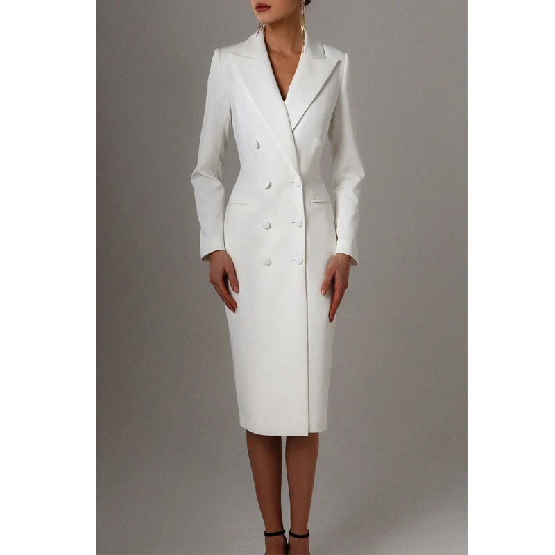 Color: PURPLE, Size: XXXL - Women's Suit Long Blazer Double Breasted Jacket White Tuxedo Party Point Lapel Clothes спор?‚ивн?‹й кос?‚юм ?¶?µнск