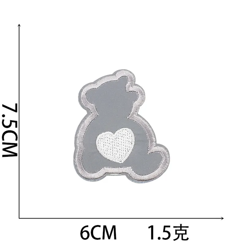Color: Black Nickel - 1pc Reflective Patches For Night Clothing Iron On Star Heart Flower Football Hand Diamond Stickers Diy Jackets Badge Appliques