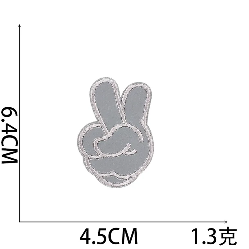 Color: Black Nickel - 1pc Reflective Patches For Night Clothing Iron On Star Heart Flower Football Hand Diamond Stickers Diy Jackets Badge Appliques