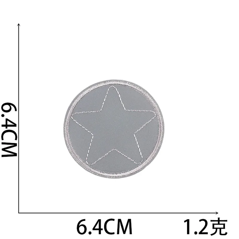 Color: Black Nickel - 1pc Reflective Patches For Night Clothing Iron On Star Heart Flower Football Hand Diamond Stickers Diy Jackets Badge Appliques
