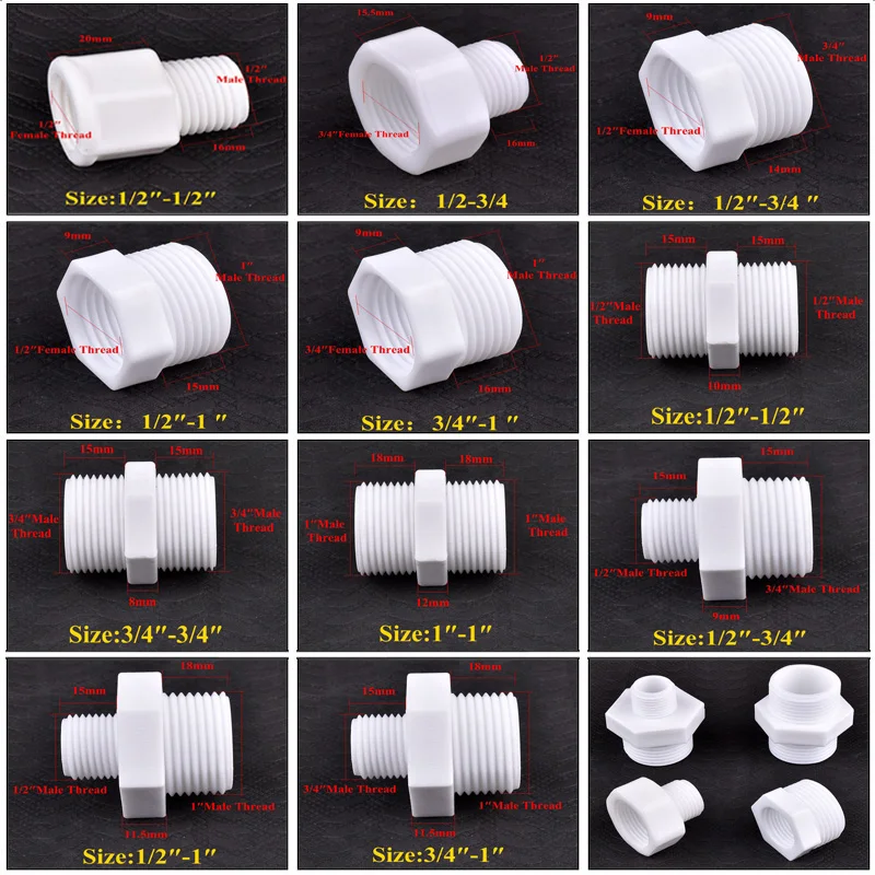 Color: Yellow, Diameter: 1/4'' - 1~20pcs 1/2" 3/4" 1" Male/Female Thread Bushing Connector Equal/Reducer Nipple Joint Aquarium? Tank Garden Water Pipe Connector