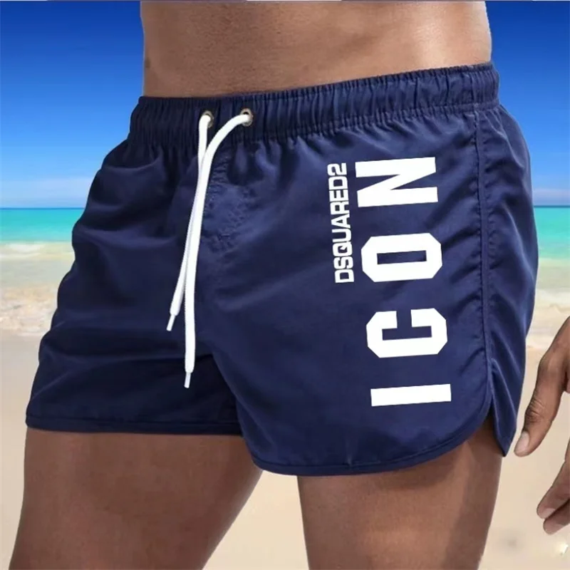 Color: Yellow, Size: L - Summer men's luxury beach pants clothing quick dry gym jogging sexy shorts vacation casual swimming trunks
