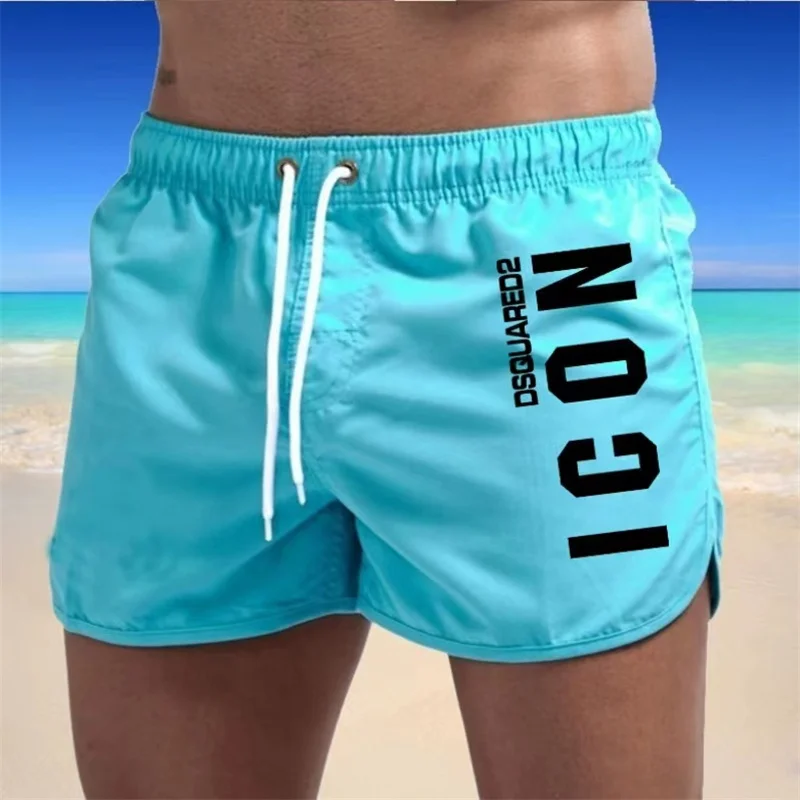Color: Yellow, Size: L - Summer men's luxury beach pants clothing quick dry gym jogging sexy shorts vacation casual swimming trunks