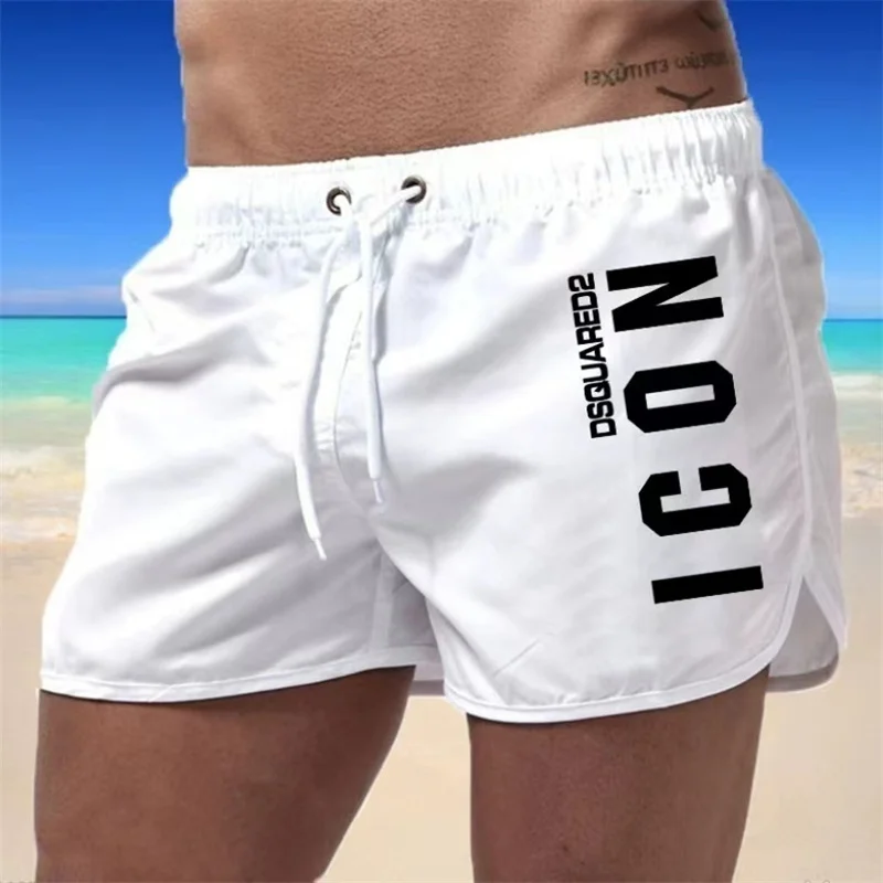 Color: Yellow, Size: L - Summer men's luxury beach pants clothing quick dry gym jogging sexy shorts vacation casual swimming trunks