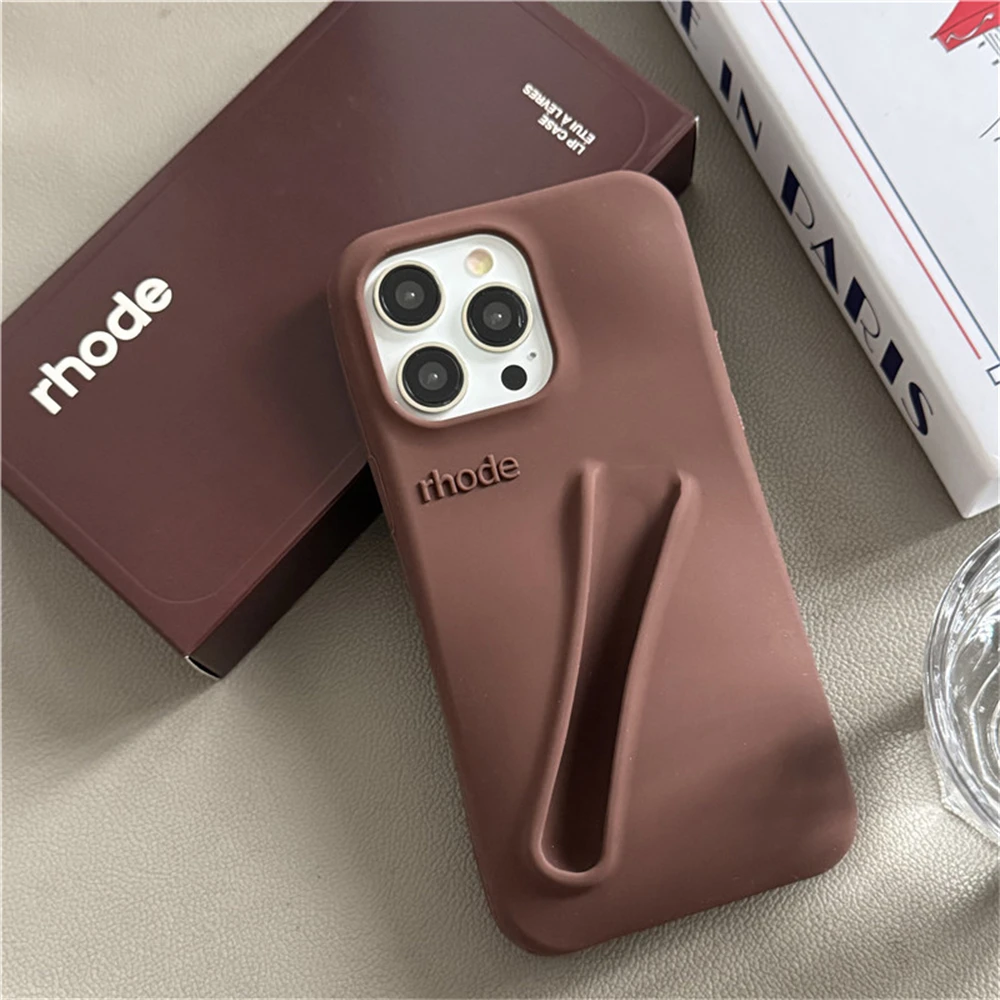 Color: PURPLE, Compatible-Phone Models: For iPhone 16 Pro - New Rhode Lipstick Soft Silicone Phone Case for iPhone 16 15 14 13 12 11 Pro Max Plus Portable Lip Gloss Holder Cover with Box