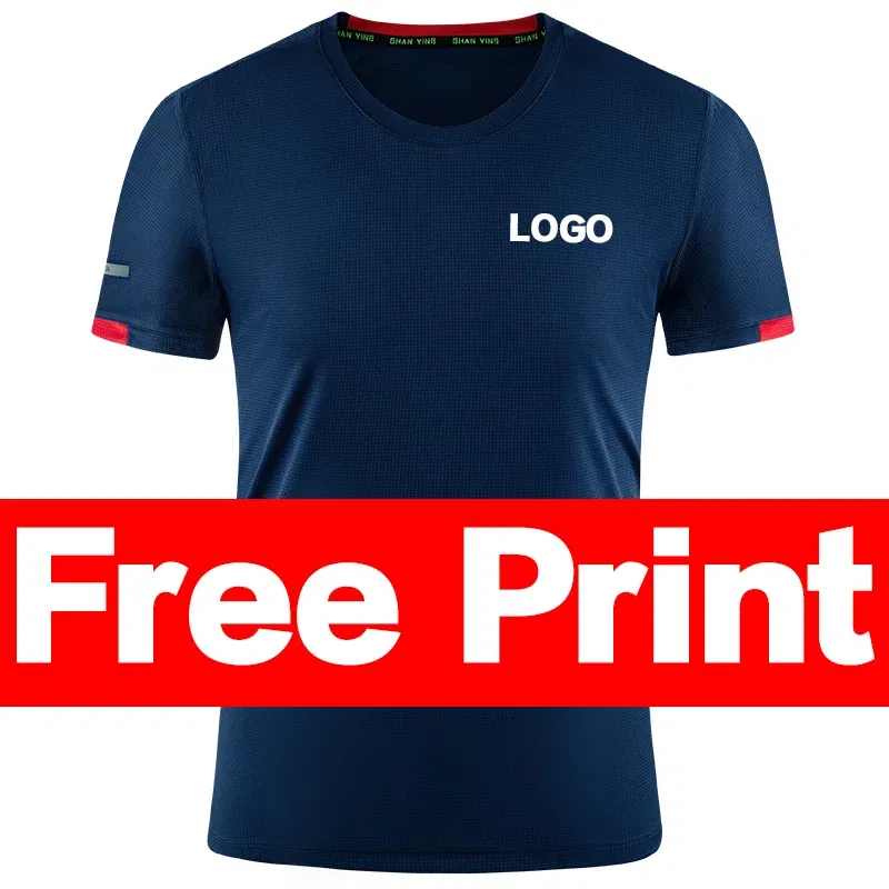 Color: black, Size: M, Ships From: CN - Men's t-shirt quick-drying sports top, custom logo running T-shirt, trainer fitness shirt