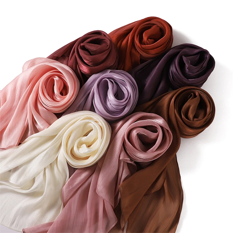 Color: dusty camel - Solid Luxury Fashion Women Hijab Scarf Long Silk Soft Slippy Comfortable Scarves Shawl Muslim Neckerchief Outdoors Bandanna